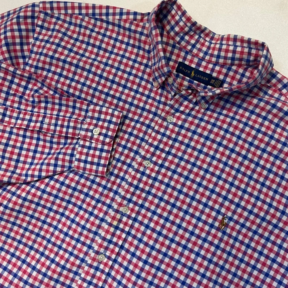 Ralph Lauren Mens 3XB GINGHAM CHECKED LONG SLEEVE BUTTON UP SHIRT Exc Cond - Picture 1 of 8